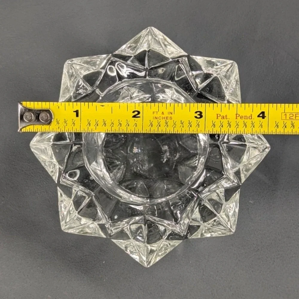 Vintage Clear Pressed Glass Starburst Faceted Votive Candle Holders Set of 3